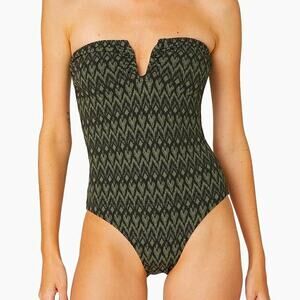 Shoshanna Shimmer U-Wire One-Piece Swimsuit, Olive Jet, NWT, MSRP $285